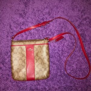Authentic Coach Crossbody Purse - Brown, Tan, Red